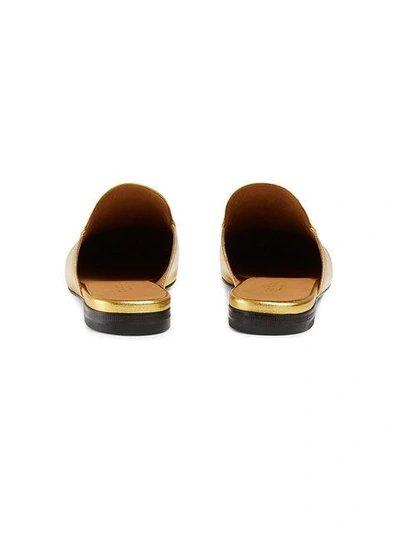 Shop Gucci Princetown Metallic Leather Slipper