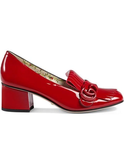 Shop Gucci Marmont Patent Leather Mid In Red