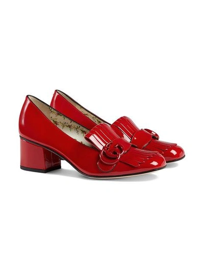 Shop Gucci Marmont Patent Leather Mid In Red