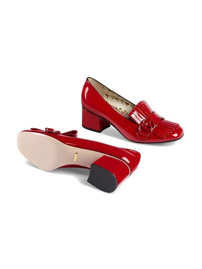 Shop Gucci Marmont Patent Leather Mid In Red