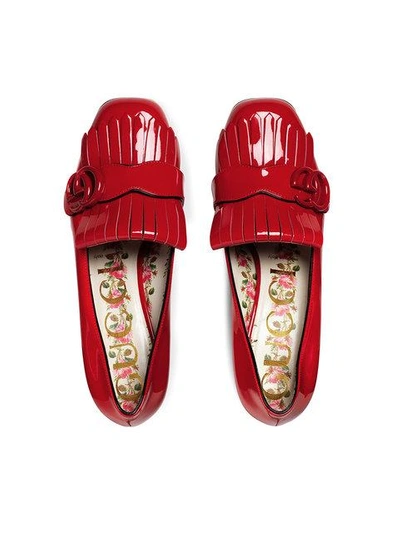 Shop Gucci Marmont Patent Leather Mid In Red