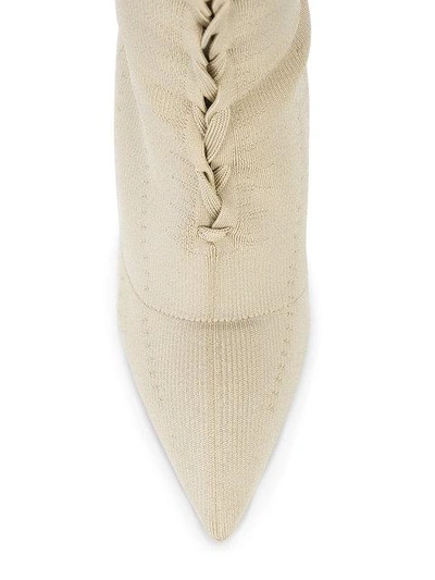 Shop Yeezy Knit Sock Ankle Boots In Neutrals