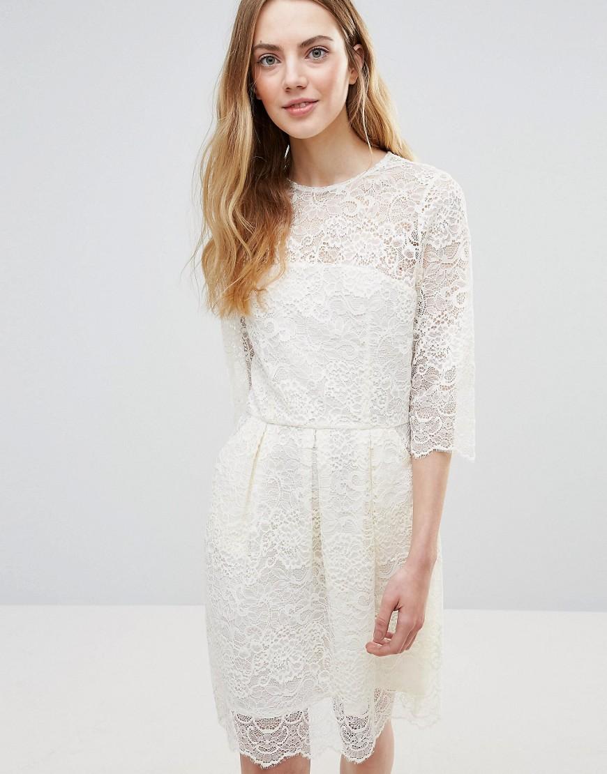 Ganni Parker Lace Mini Dress - White | ModeSens