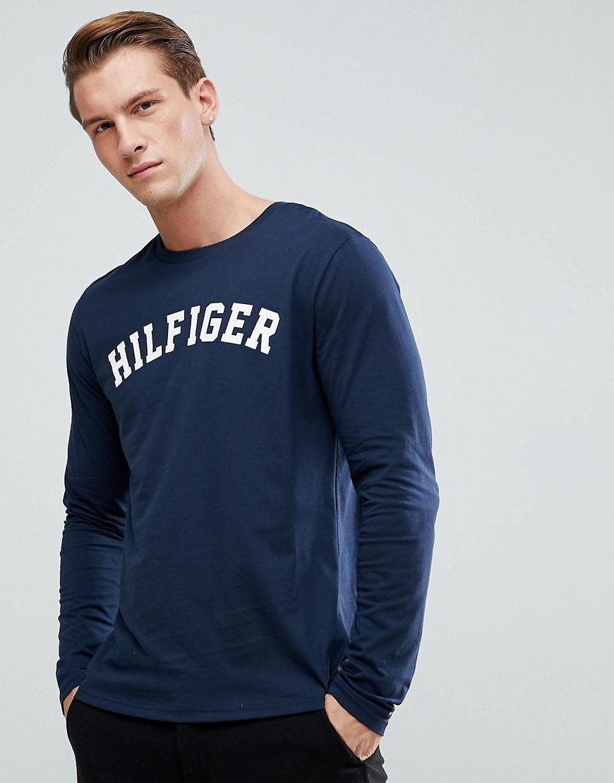 Tommy Hilfiger Logo Long Sleeve Top In Navy - Navy | ModeSens