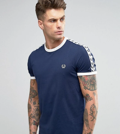 Fred Perry Sports Authentic Crew Neck T shirt In Blue Blue