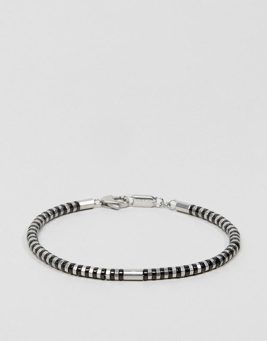 Emporio Armani Chain Bracelet In Black & Silver - Black | ModeSens