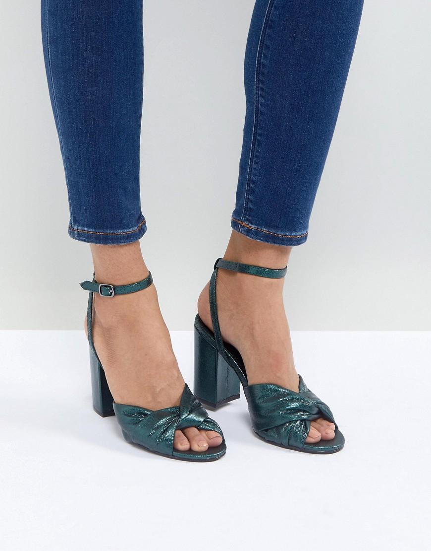 shimmer block heel sandals