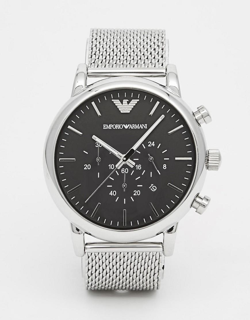 Emporio Armani Ar1808 Chronograph Watch With Stainless Steel Mesh Strap ...