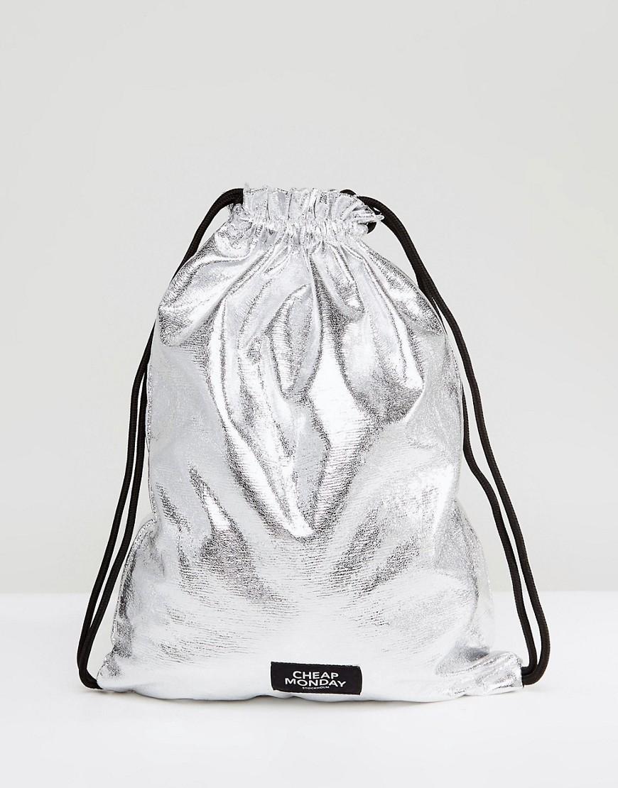 Cheap Monday Metallic Drawstring Backpack Silver ModeSens