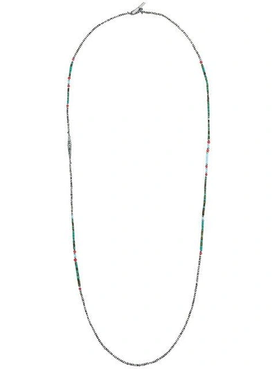 Shop M. Cohen Oxidised Multi-bead Necklace In Blue