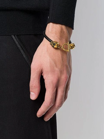 Shop Alexander Mcqueen Skull Detail Bracelet In Black