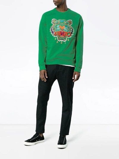 Shop Kenzo Tiger Sweatshirt In Green