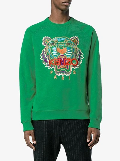 Shop Kenzo Tiger Sweatshirt In Green