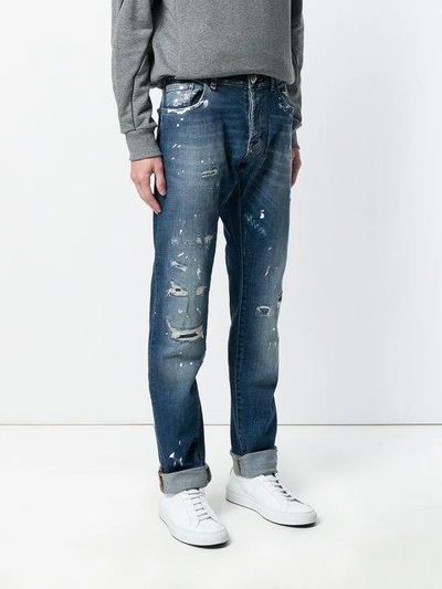 Shop Philipp Plein Distressed Jeans In Blue