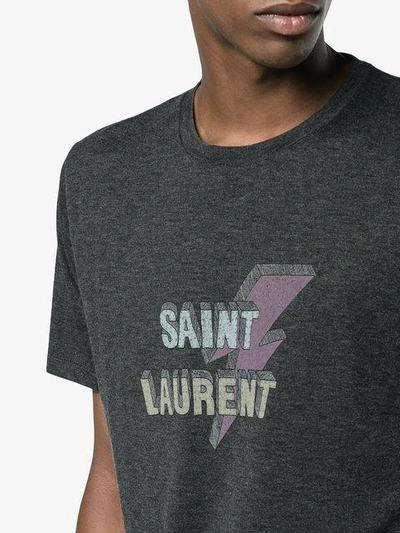 Shop Saint Laurent Lightning Bolt Logo T-shirt - Black