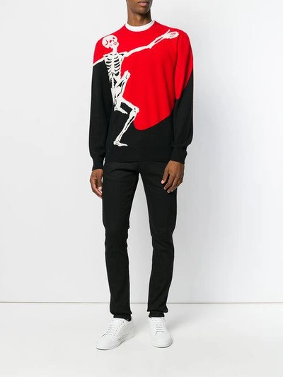 Shop Alexander Mcqueen Dancing Skeleton Sweater In Red