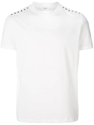 Shop Valentino Rockstud Cotton T-shirt In White