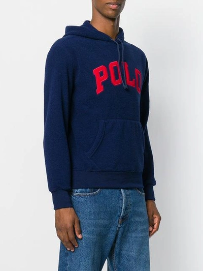 Shop Polo Ralph Lauren Logo Hoodie In Blue
