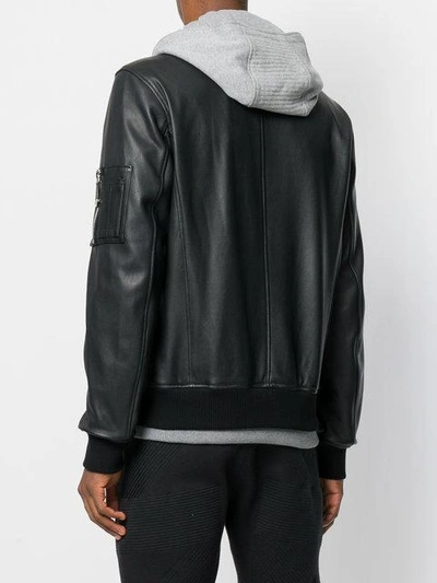 Shop Philipp Plein Urban Hooded Bomber Jacket In Black
