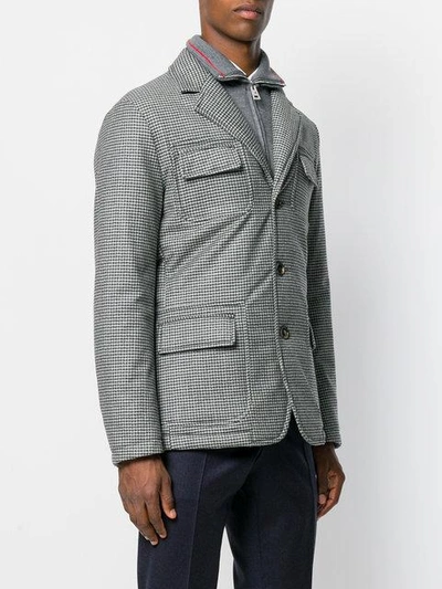 Shop Kired Internal Layer Houndstooth Blazer In Grey