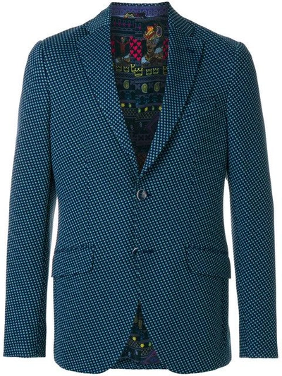 Shop Etro Patterned Blazer In Blue