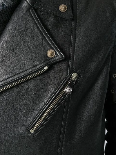 Shop Versus Perforated Biker Jacket In Black