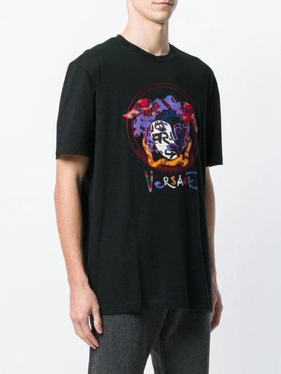 Shop Versace Graffiti Logo T-shirt - Black