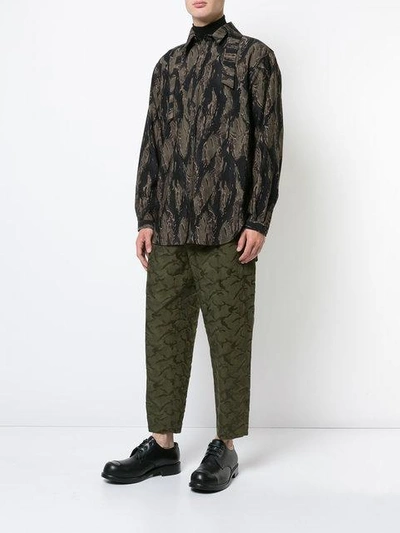 Shop Yohji Yamamoto Printed Fitted Shirt