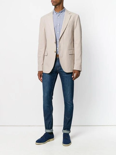 Shop Gant By Michael Bastian Classic Two Buttoned Jacket In Neutrals
