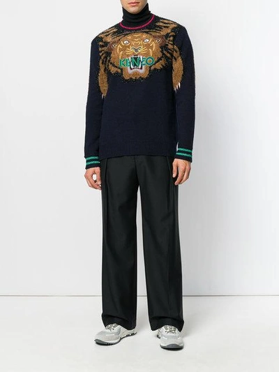 Shop Kenzo Tiger Patch Jumper In Blue