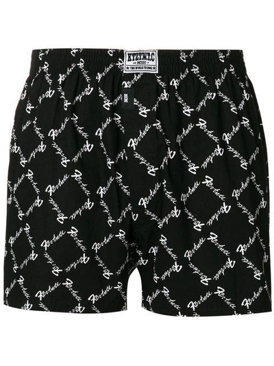 Shop Ktz Monogram Boxer Shorts In Black