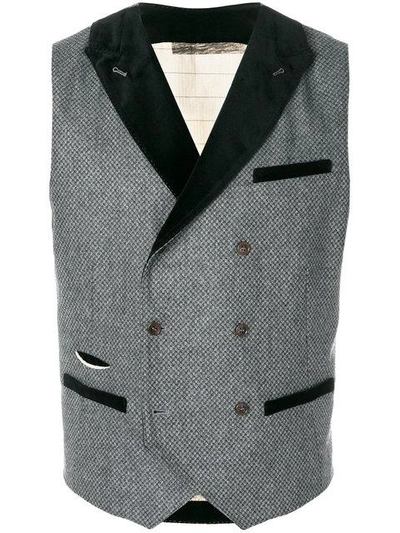 Shop Al Duca D'aosta Double Breasted Jacquard Waistcoat In Grey