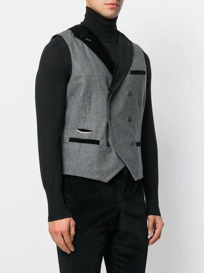 Shop Al Duca D'aosta Double Breasted Jacquard Waistcoat In Grey