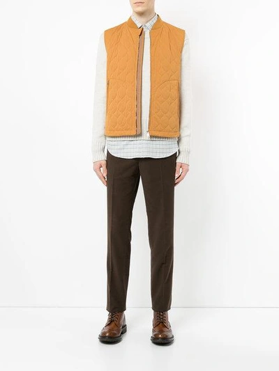 Shop Gieves & Hawkes Zipped Gilet - Yellow In Yellow & Orange