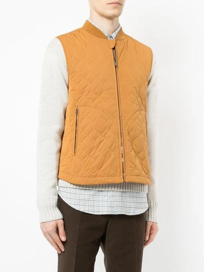 Shop Gieves & Hawkes Zipped Gilet - Yellow In Yellow & Orange