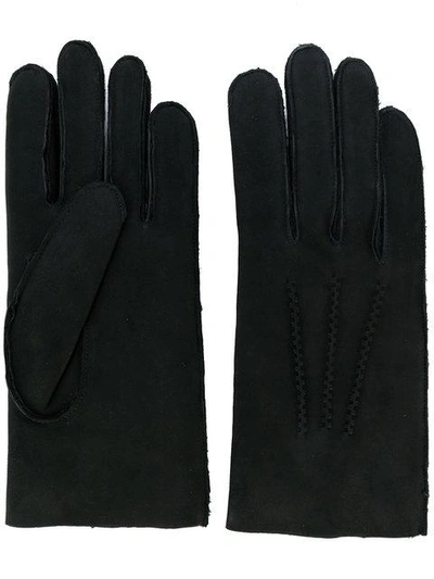Shop Apc Stitch Detail Textured Gloves In Black