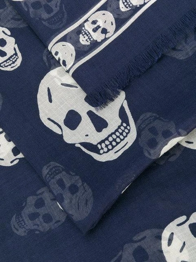 Shop Alexander Mcqueen Classic Skull Scarf - Blue