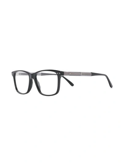 Shop Bottega Veneta Rectangle Frame Glasses In Black