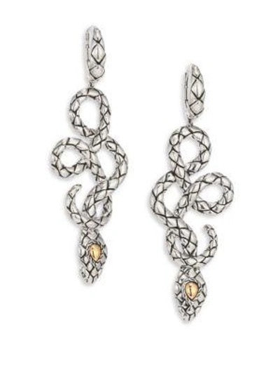 Shop John Hardy Legends Cobra Sterling Silver & 18k Yellow Gold Drop Earrings In Silver-gold