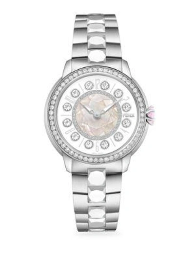 Shop Fendi Ishine T01 Diamond Stainless Steel Bracelet Watch In Silver