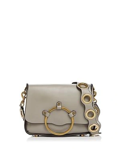Shop Rebecca Minkoff Ring Leather Shoulder Bag In Taupe/gold