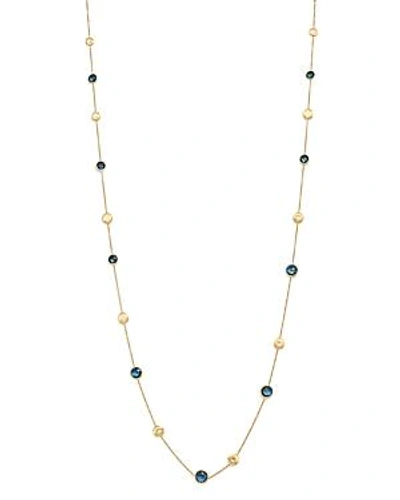 Shop Marco Bicego 18k Yellow Gold Jaipur London Blue Topaz Long Necklace, 36 In Blue/gold