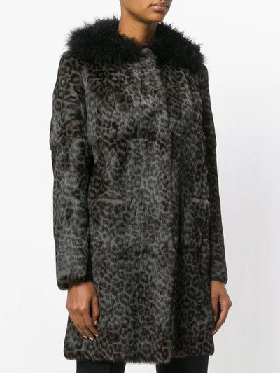 Shop Salvatore Santoro Leopard Print Fur Coat - Grey