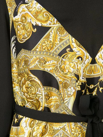 Shop Versace Baroque Print Dress In Yellow