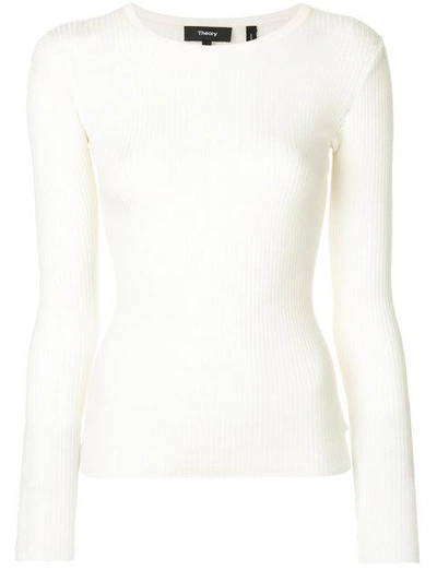 Shop Theory Fitted Round Neck Top In White