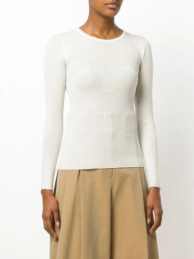 Shop Theory Fitted Round Neck Top In White