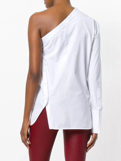 Shop Helmut Lang One Shoulder Poplin Shirt In White