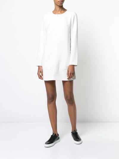 Shop Elizabeth And James Long Sleeve Shift Dress In Nude & Neutrals
