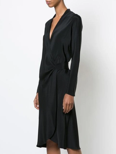 Shop Peter Cohen Long-sleeved Wrap Dress In Black
