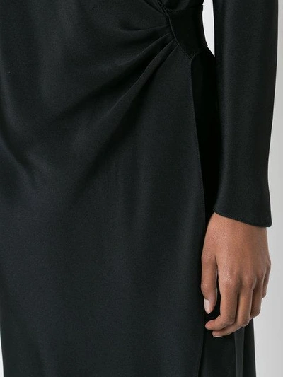 Shop Peter Cohen Long-sleeved Wrap Dress In Black